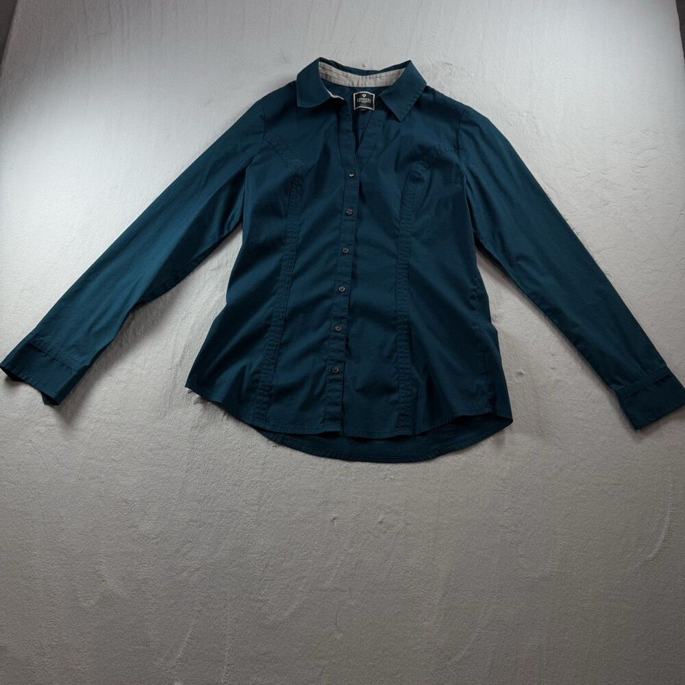 Express The Essentials Shirt Women's Size M Color Green Striped Long Sleeve